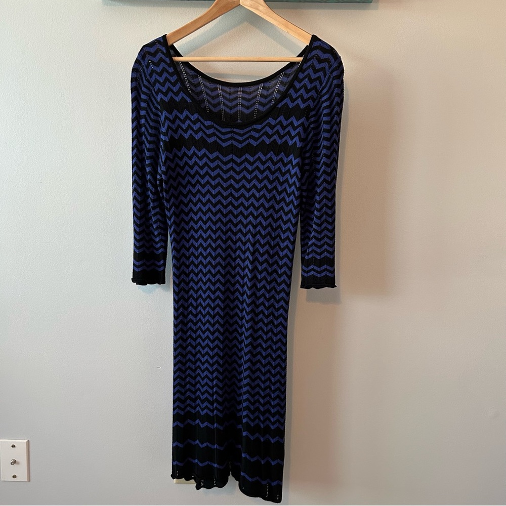 Zig Zag knit dress with separate slip lining. XL, EUC